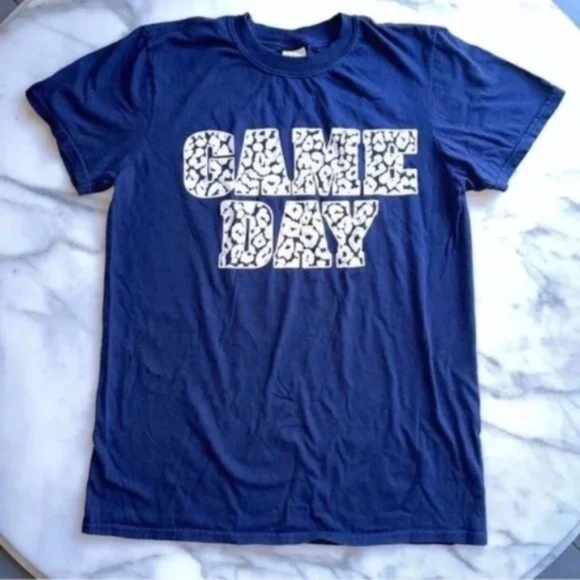 Game Day Leopard Print Navy Blue Graphic Tee - Picture 6 of 6